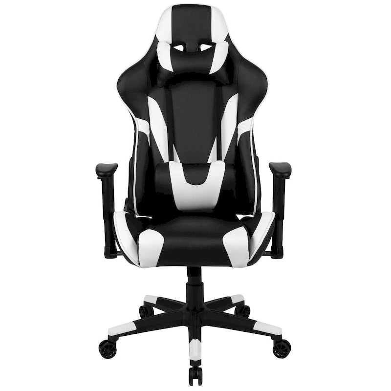 Chaise de jeu ergonomique de course avec dossier entièrement inclinable en similicuir rouge