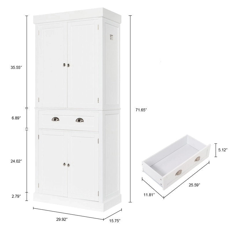 Armoire de rangement à une porte et un tiroir, couleur blanche