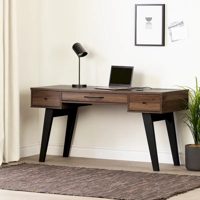 Bureau d'ordinateur Helsy South Shore avec barre d'alimentation