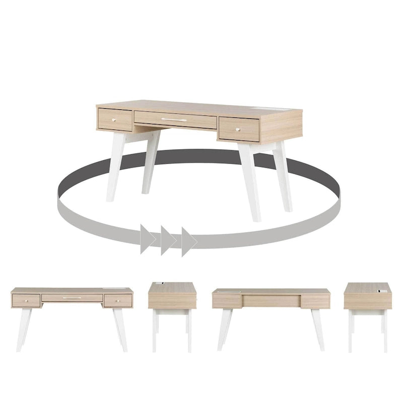 Bureau d'ordinateur Helsy South Shore avec barre d'alimentation
