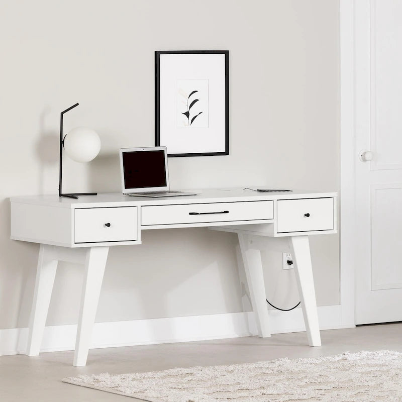 Bureau d'ordinateur Helsy South Shore avec barre d'alimentation