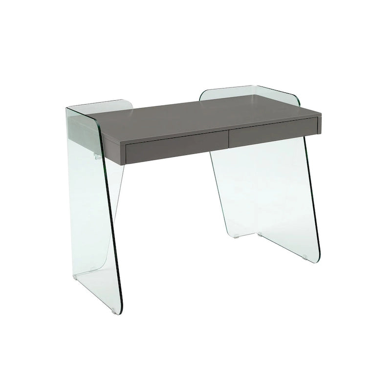 Bureau ARCHIE avec plateau en verre transparent.