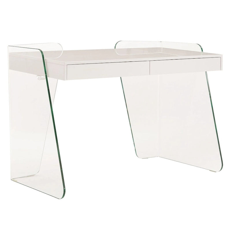 Bureau ARCHIE avec plateau en verre transparent.