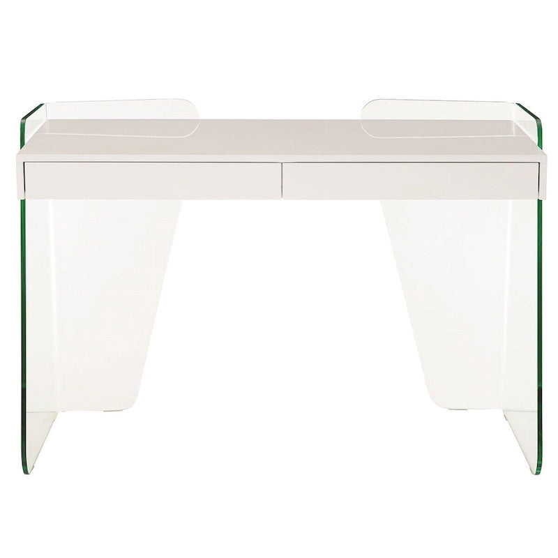 Bureau ARCHIE avec plateau en verre transparent.