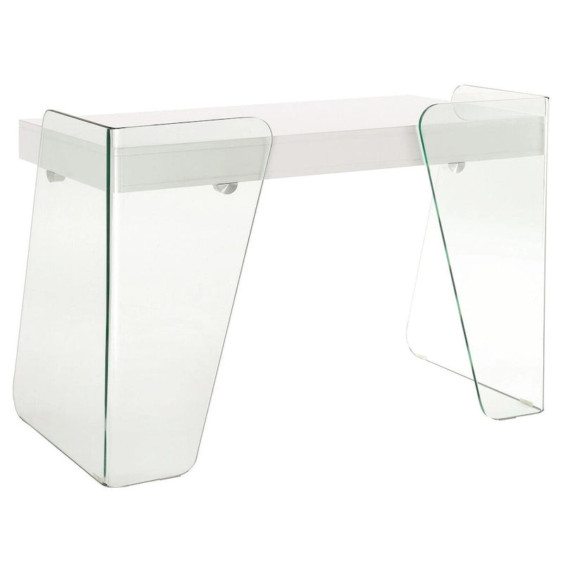Bureau ARCHIE avec plateau en verre transparent.