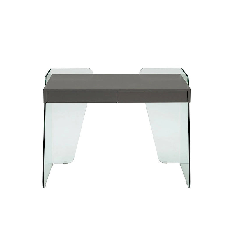 Bureau ARCHIE avec plateau en verre transparent.