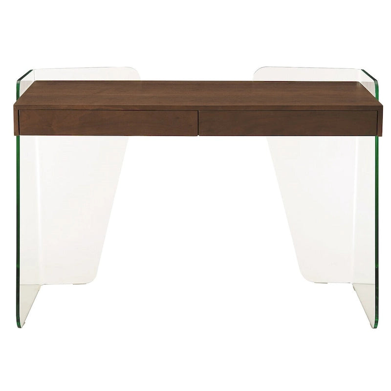 Bureau ARCHIE avec plateau en verre transparent.