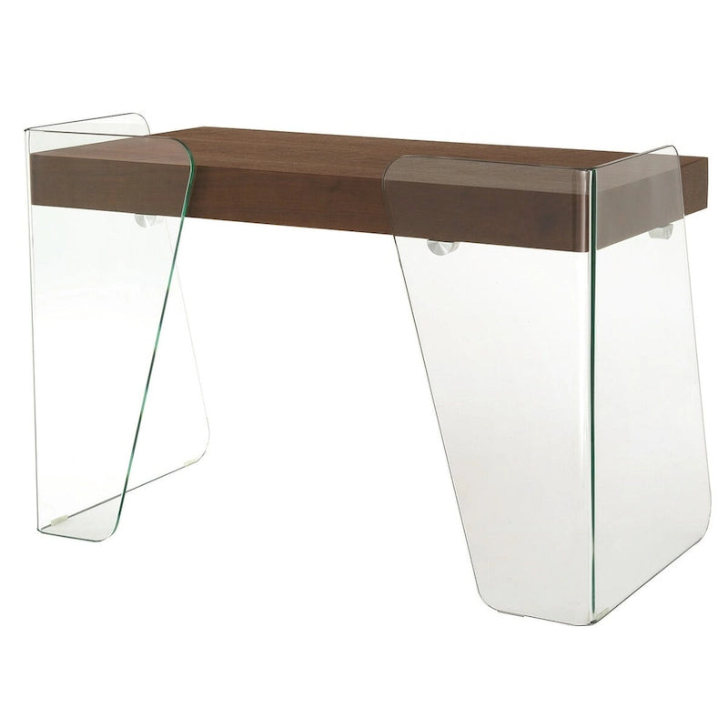 Bureau ARCHIE avec plateau en verre transparent.