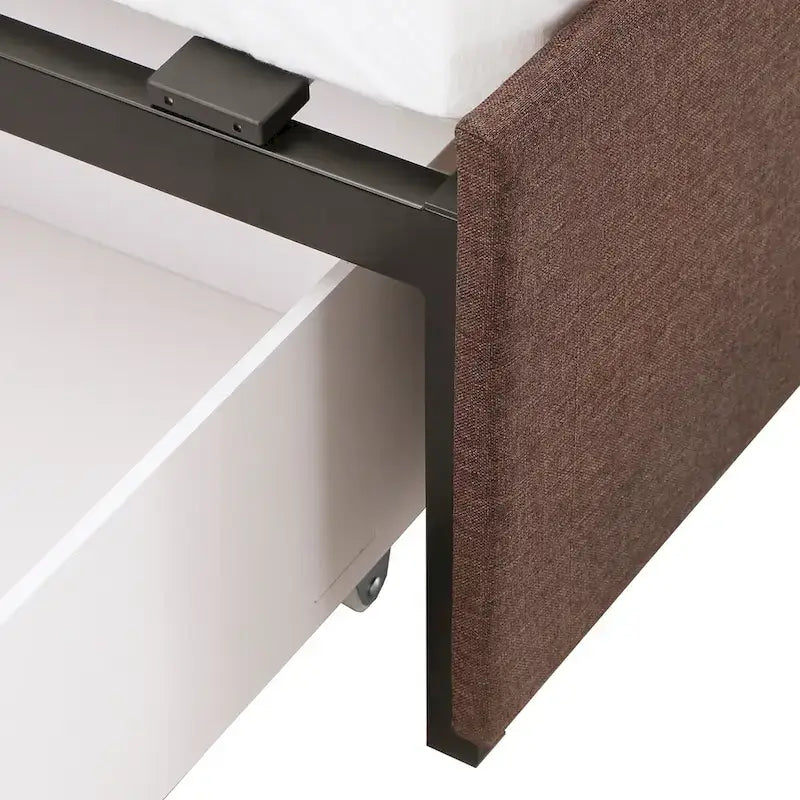 Lit plateforme de rangement avec tête de lit capitonnée en lin Arlert par iNSPIRE Q Classic