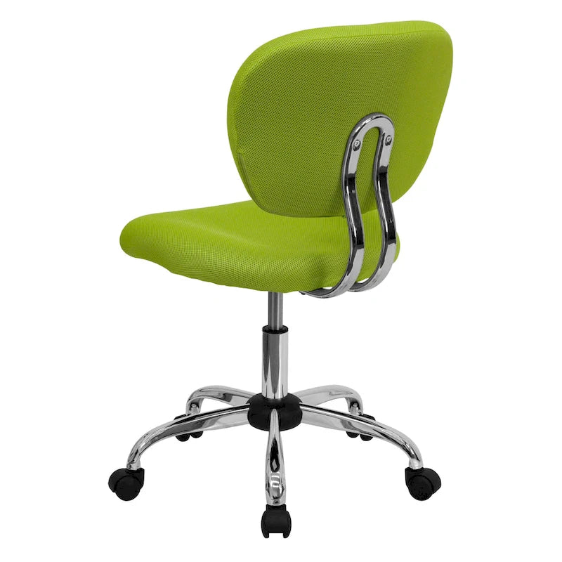 Chaise de bureau pivotante à roulettes, dossier mi-hauteur en maille filet, rembourrée, avec piètement chromé