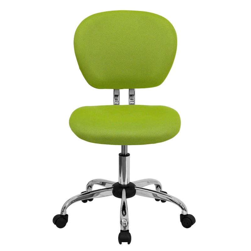 Chaise de bureau pivotante à roulettes, dossier mi-hauteur en maille filet, rembourrée, avec piètement chromé