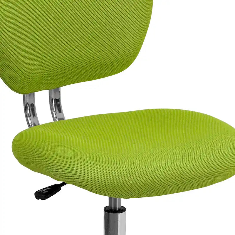 Chaise de bureau pivotante à roulettes, dossier mi-hauteur en maille filet, rembourrée, avec piètement chromé