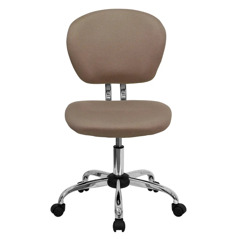 Chaise de bureau pivotante à roulettes, dossier mi-hauteur en maille filet, rembourrée, avec piètement chromé