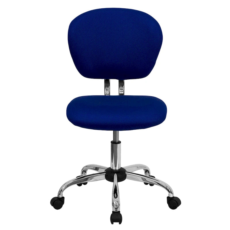 Chaise de bureau pivotante à roulettes, dossier mi-hauteur en maille filet, rembourrée, avec piètement chromé