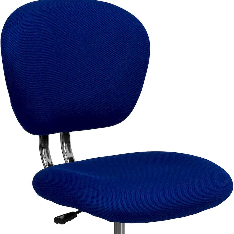 Chaise de bureau pivotante à roulettes, dossier mi-hauteur en maille filet, rembourrée, avec piètement chromé