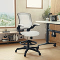 Chaise de bureau ergonomique mi-dossier en maille avec anneau repose-pieds et accoudoirs relevables