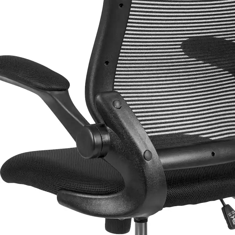 Chaise de bureau ergonomique mi-dossier en maille avec anneau repose-pieds et accoudoirs relevables