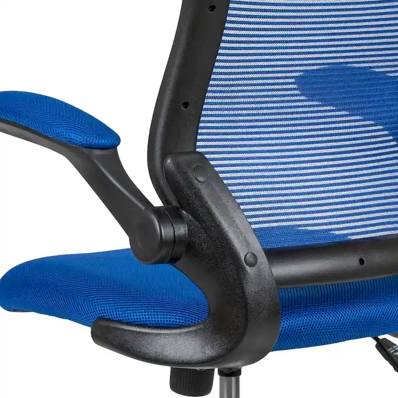 Chaise de bureau ergonomique mi-dossier en maille avec anneau repose-pieds et accoudoirs relevables