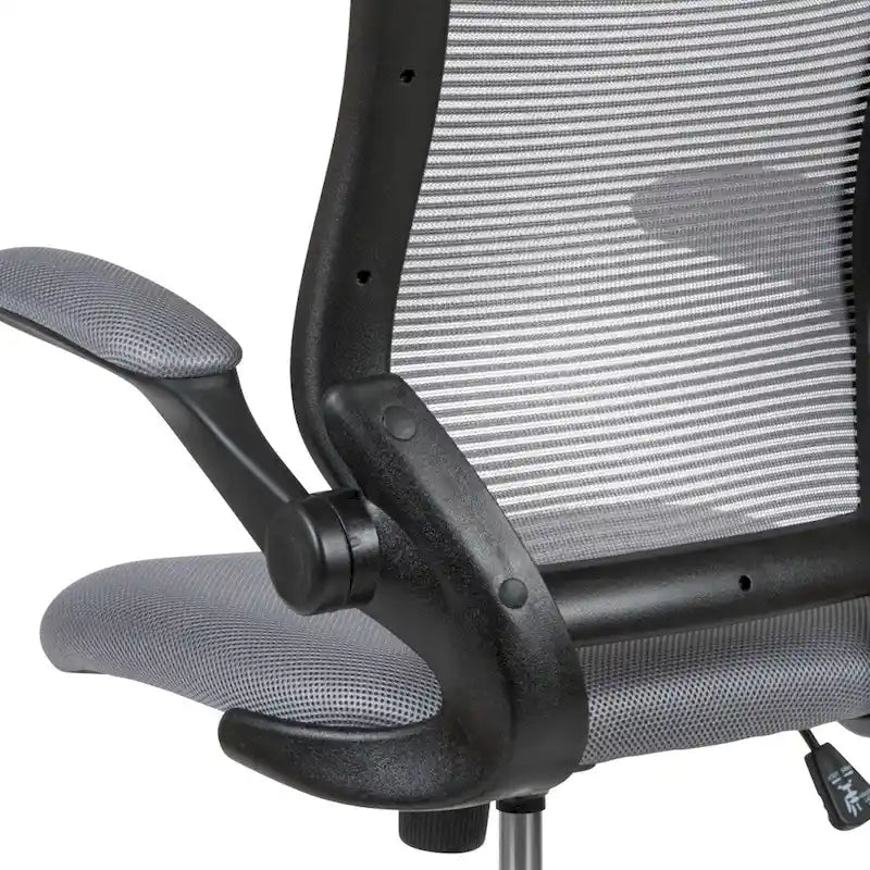 Chaise de bureau ergonomique mi-dossier en maille avec anneau repose-pieds et accoudoirs relevables