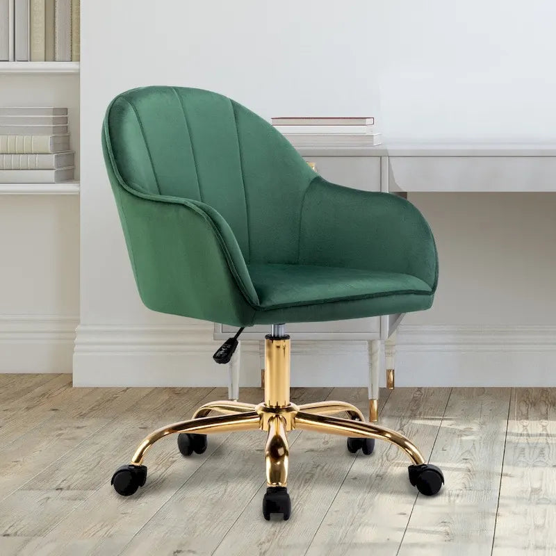 Chaise de bureau Porthos Home Xenos en velours avec piètement chromé doré