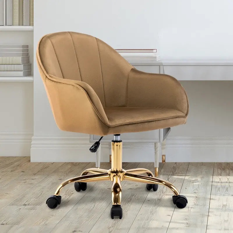Chaise de bureau Porthos Home Xenos en velours avec piètement chromé doré