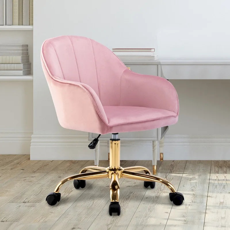 Chaise de bureau Porthos Home Xenos en velours avec piètement chromé doré