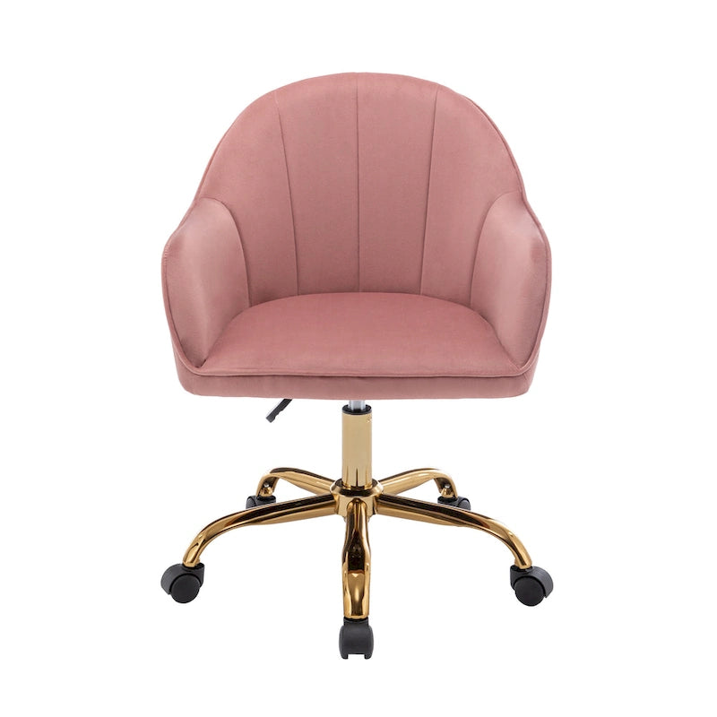 Chaise de bureau Porthos Home Xenos en velours avec piètement chromé doré