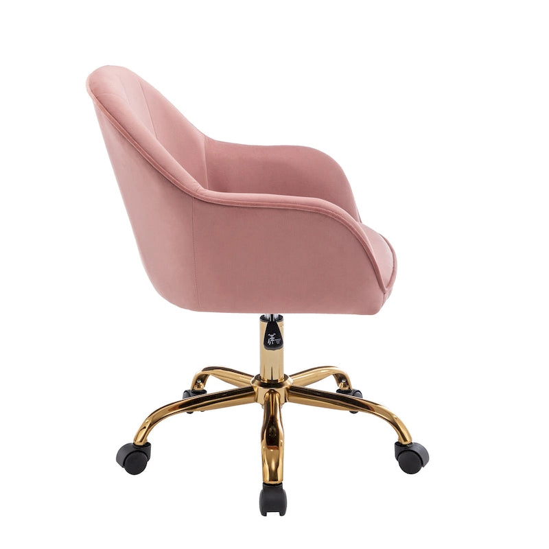 Chaise de bureau Porthos Home Xenos en velours avec piètement chromé doré