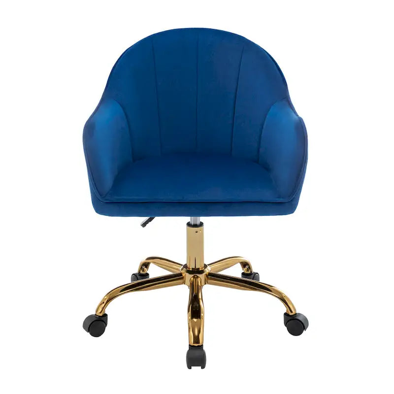Chaise de bureau Porthos Home Xenos en velours avec piètement chromé doré