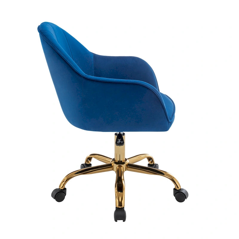 Chaise de bureau Porthos Home Xenos en velours avec piètement chromé doré