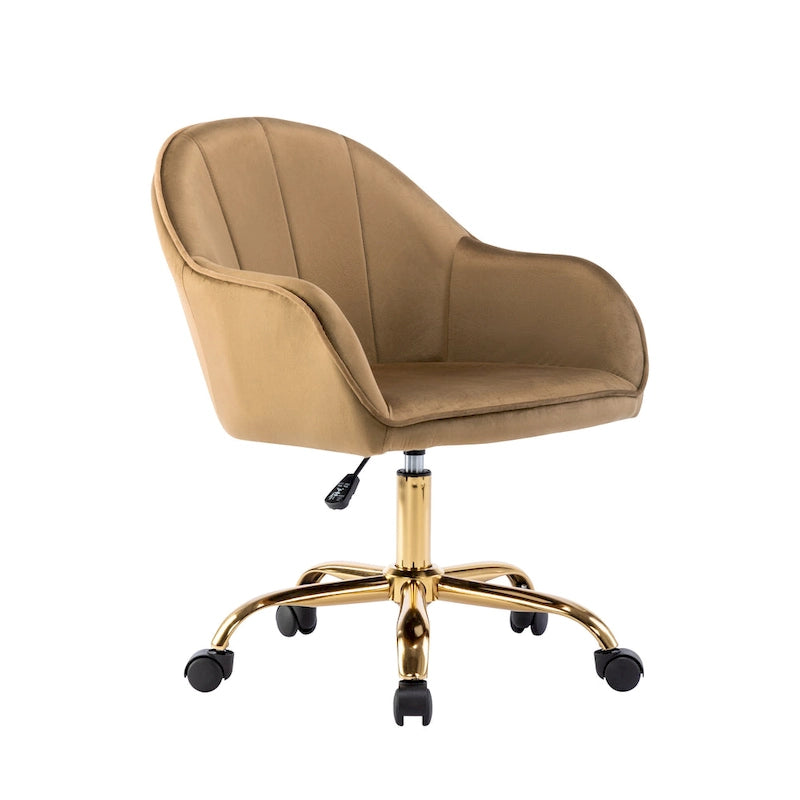 Chaise de bureau Porthos Home Xenos en velours avec piètement chromé doré