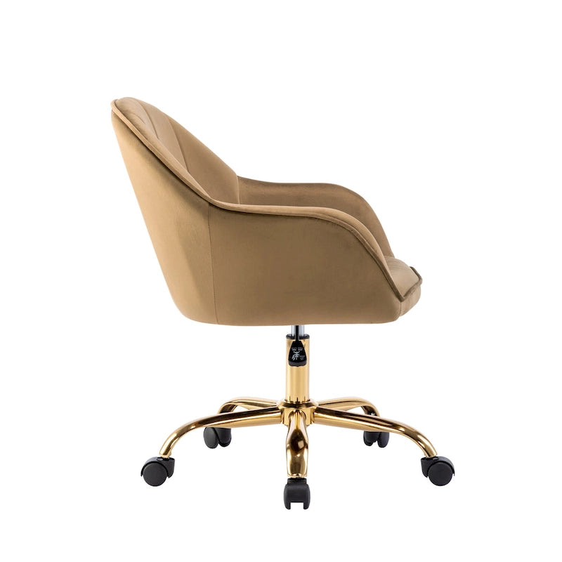Chaise de bureau Porthos Home Xenos en velours avec piètement chromé doré