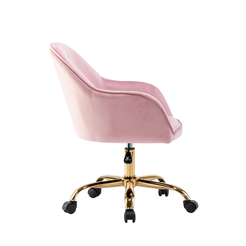 Chaise de bureau Porthos Home Xenos en velours avec piètement chromé doré
