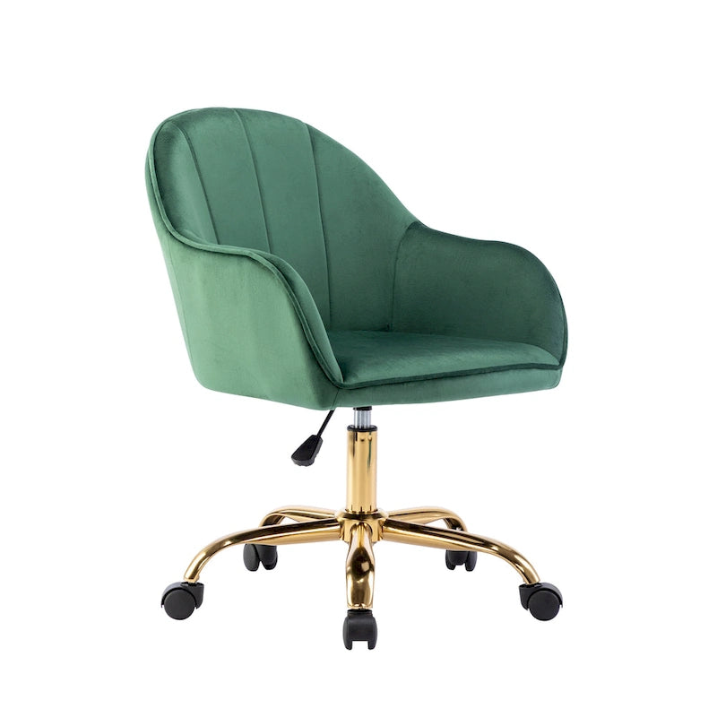 Chaise de bureau Porthos Home Xenos en velours avec piètement chromé doré