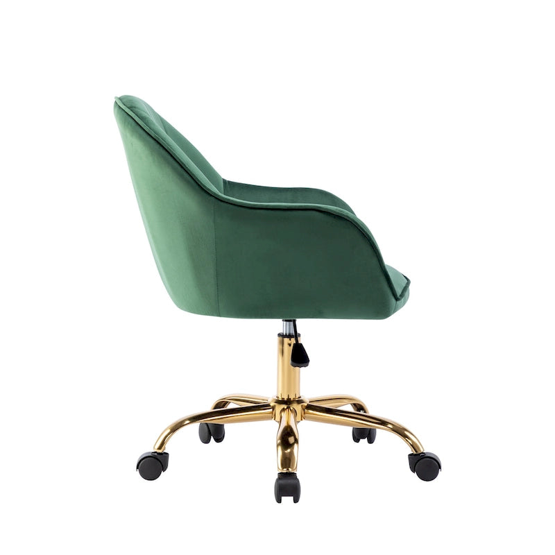 Chaise de bureau Porthos Home Xenos en velours avec piètement chromé doré