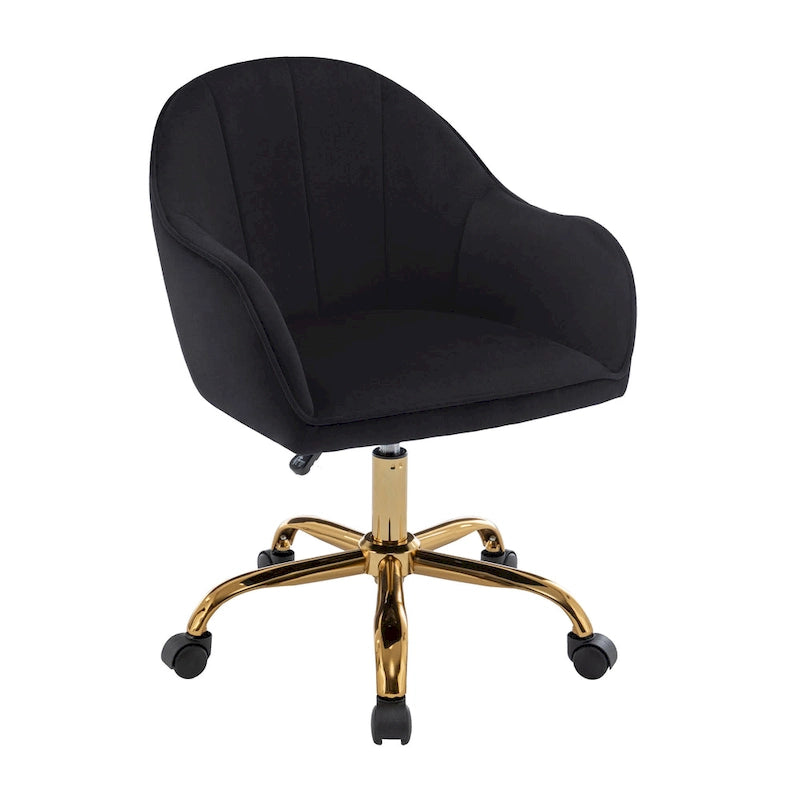 Chaise de bureau Porthos Home Xenos en velours avec piètement chromé doré