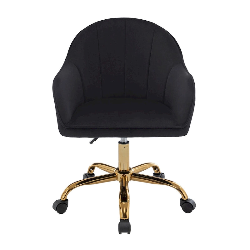 Chaise de bureau Porthos Home Xenos en velours avec piètement chromé doré