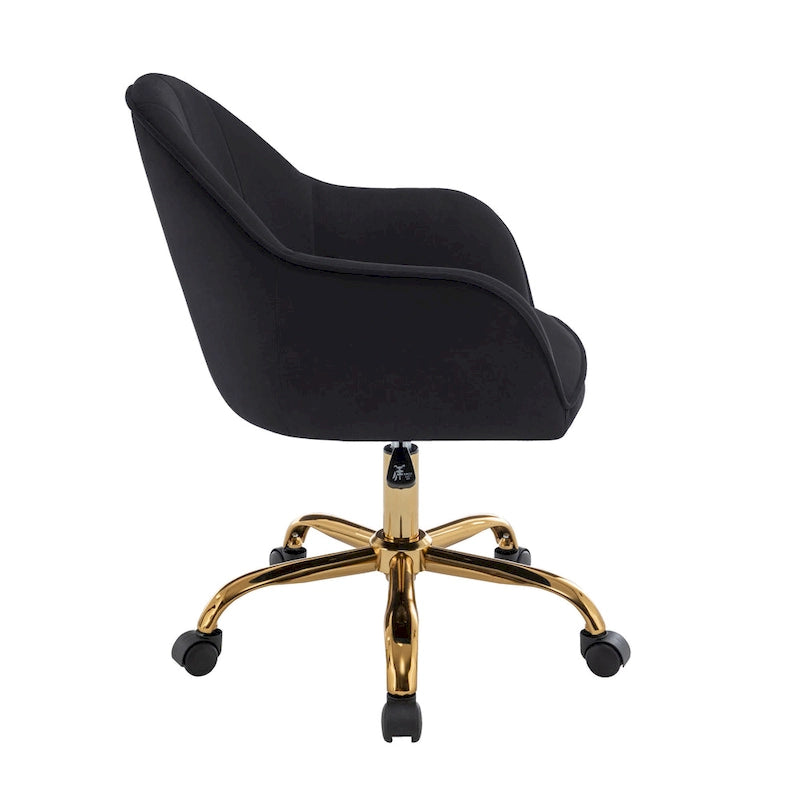 Chaise de bureau Porthos Home Xenos en velours avec piètement chromé doré