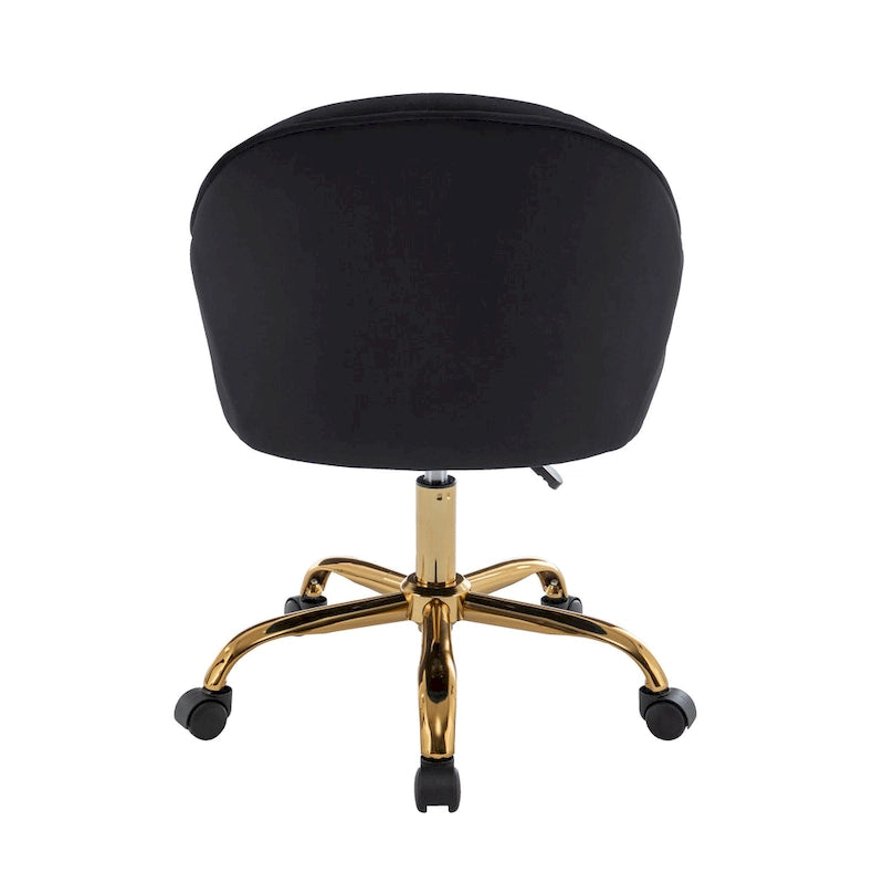 Chaise de bureau Porthos Home Xenos en velours avec piètement chromé doré