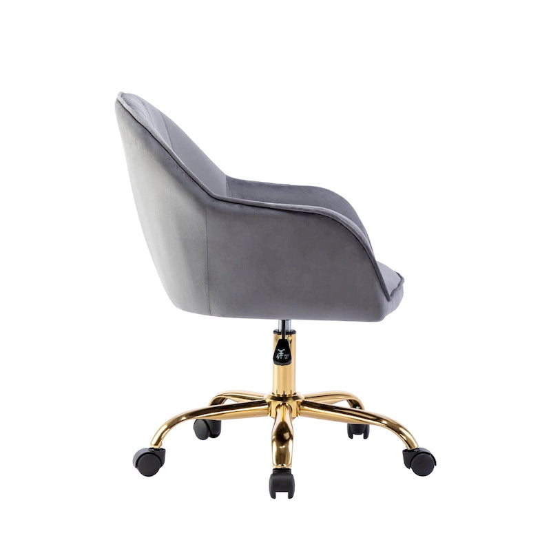 Chaise de bureau Porthos Home Xenos en velours avec piètement chromé doré