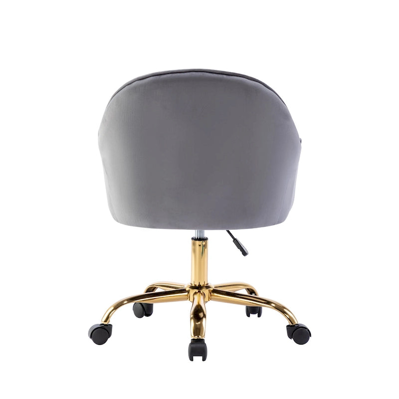 Chaise de bureau Porthos Home Xenos en velours avec piètement chromé doré
