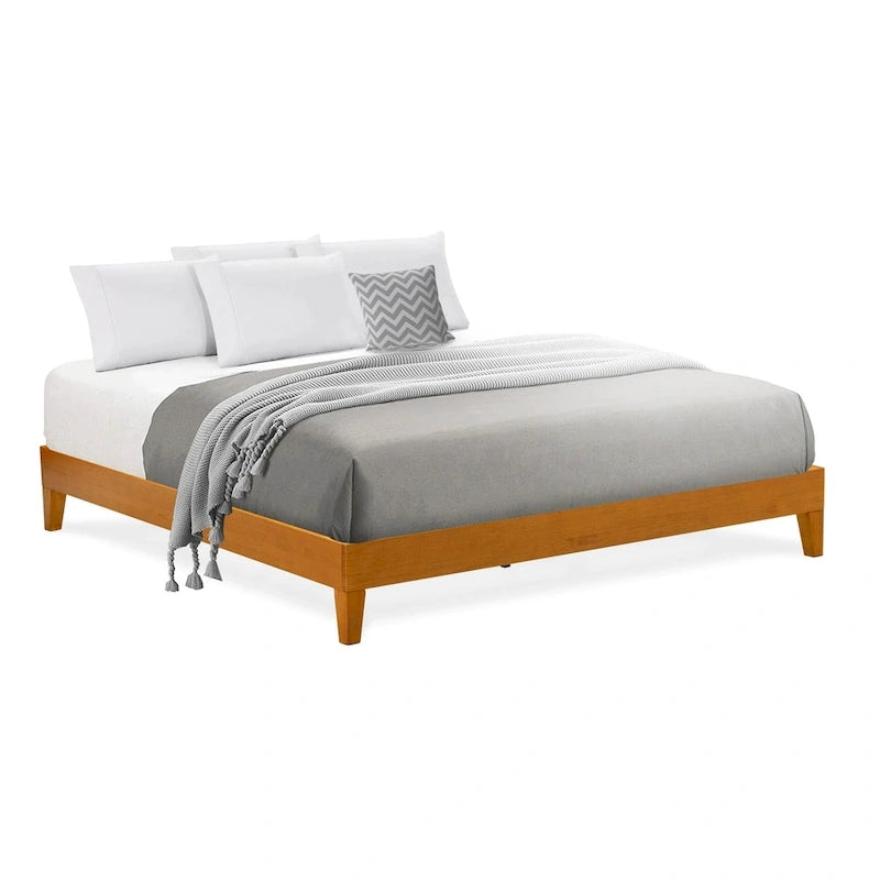 East West Furniture Lit Plateforme King avec 4 Pieds en Bois Massif et 2 Pieds Centraux Supplémentaires (Options de Couleurs du Cadre de Lit)
