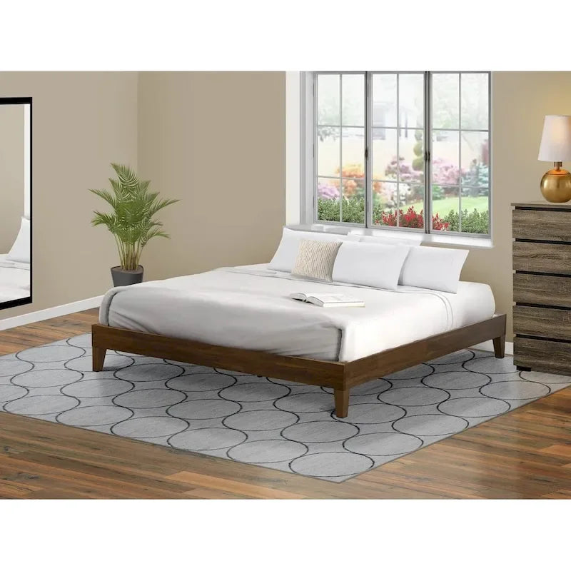 East West Furniture Lit Plateforme King avec 4 Pieds en Bois Massif et 2 Pieds Centraux Supplémentaires (Options de Couleurs du Cadre de Lit)