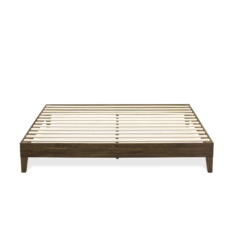 East West Furniture Lit Plateforme King avec 4 Pieds en Bois Massif et 2 Pieds Centraux Supplémentaires (Options de Couleurs du Cadre de Lit)