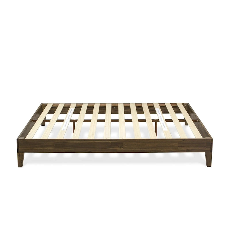 East West Furniture Lit Plateforme King avec 4 Pieds en Bois Massif et 2 Pieds Centraux Supplémentaires (Options de Couleurs du Cadre de Lit)