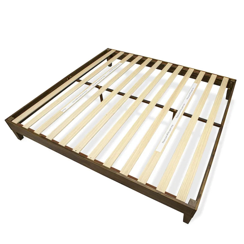 East West Furniture Lit Plateforme King avec 4 Pieds en Bois Massif et 2 Pieds Centraux Supplémentaires (Options de Couleurs du Cadre de Lit)