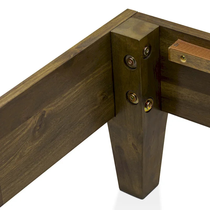 East West Furniture Lit Plateforme King avec 4 Pieds en Bois Massif et 2 Pieds Centraux Supplémentaires (Options de Couleurs du Cadre de Lit)