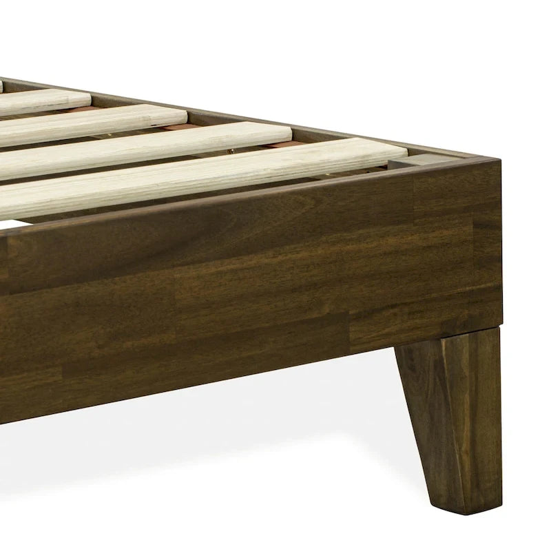 East West Furniture Lit Plateforme King avec 4 Pieds en Bois Massif et 2 Pieds Centraux Supplémentaires (Options de Couleurs du Cadre de Lit)