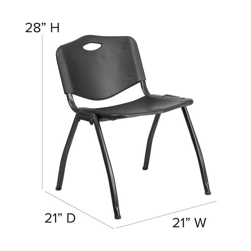 Chaise empilable industrielle en plastique de 400 kg avec poignée de transport