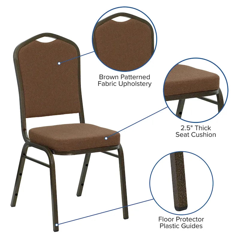 Chaise de banquet empilable à dossier en forme de couronne